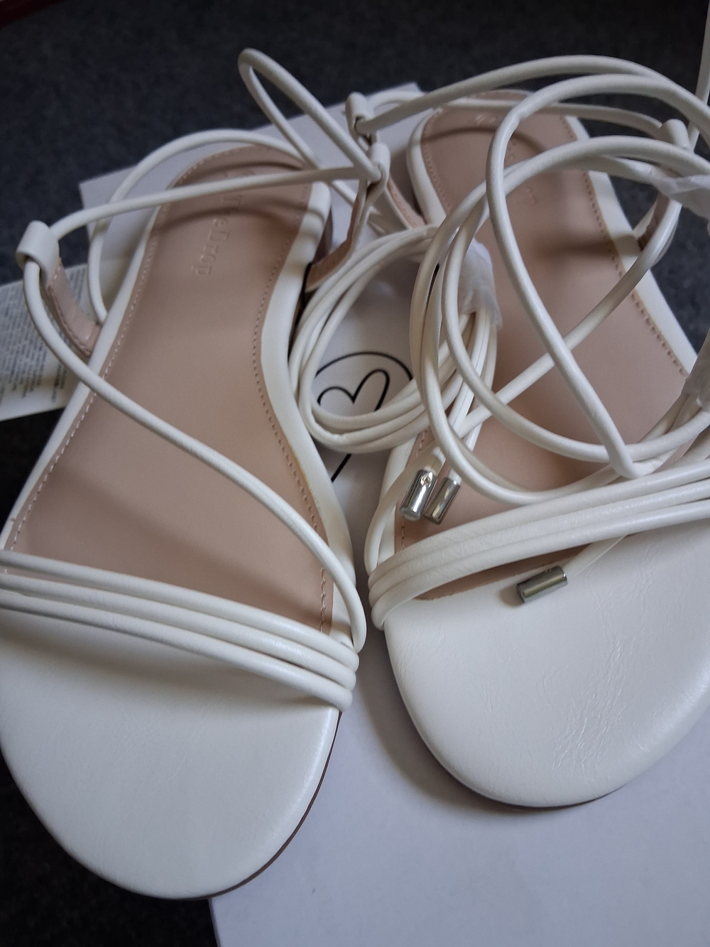 Cute White Lace-Up Women's Sandals